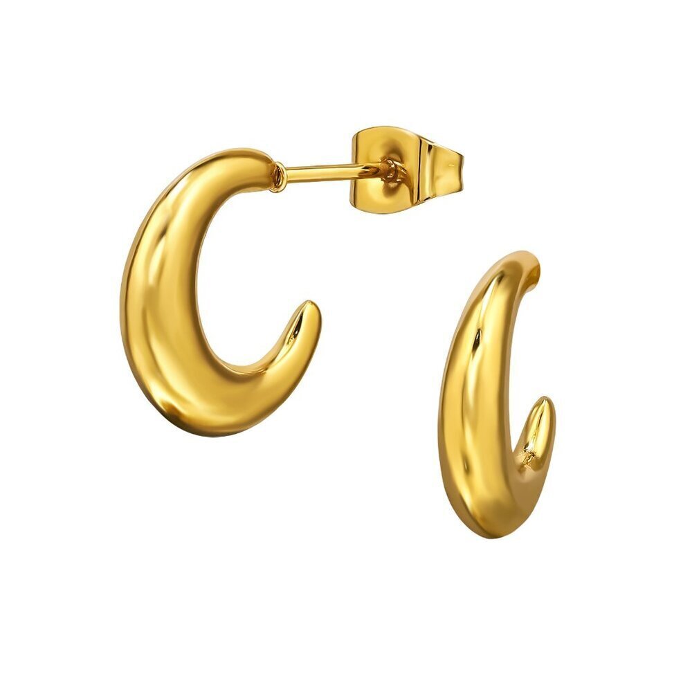 Gold Stainless Steel Half Hoop Earrings 14mm Dainty
